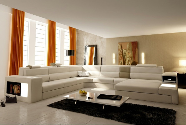 Bankstel hoekbank Leder Modern Sofa Bank bekleding woonlandschap USB