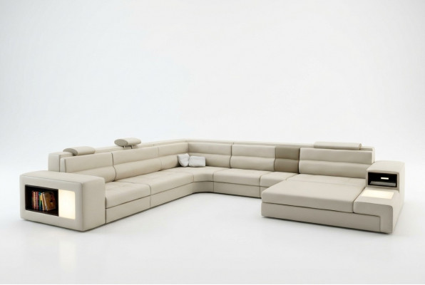 Bankstel hoekbank Leder Modern Sofa Bank bekleding woonlandschap USB
