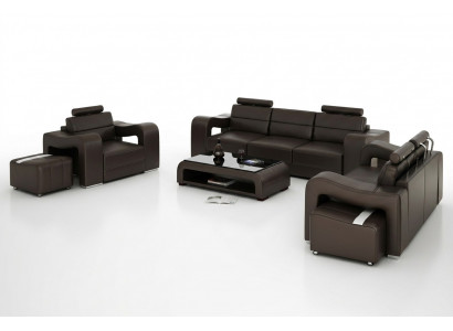 Leren bank Bank woonlandschap 3+2+1 zits bankstel Ontwerp Modern Bank USB Nieuw