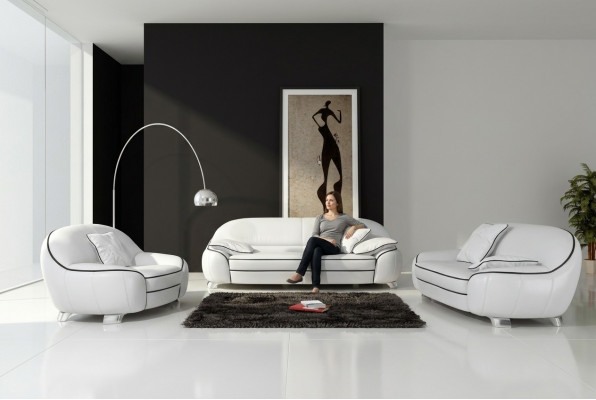 Leren bank bankstel woonlandschap 3+2+1 zits set moderne designbank met USB