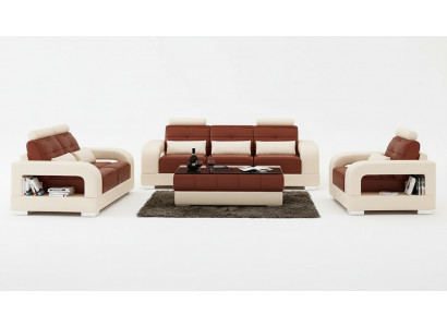 Leren bank Bankbank Lounge-set 3+2+1 zits set Design Moderne bank met USB
