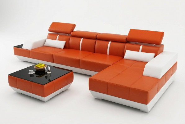 Leren hoekbank L-vorm Bank Woonlandschap Hoekbank Set Ontwerp Moderne Bank USB EU 