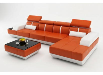 Leren hoekbank L-vorm Bank Woonlandschap Hoekbank Set Ontwerp Moderne Bank USB EU 