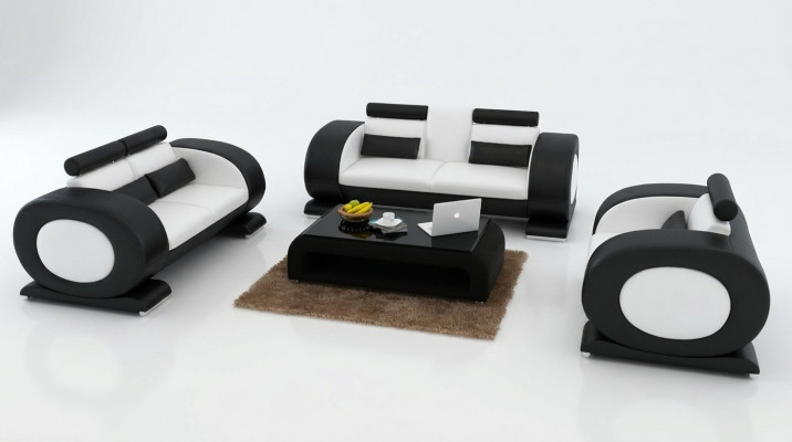 Leren bank Moderne bank Woonlandschap 3+2+1 zits set Design bank met USB
