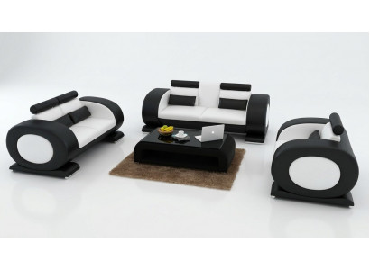 Leren bank Moderne bank Woonlandschap 3+2+1 zits set Design bank met USB
