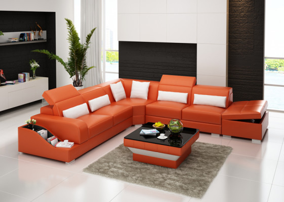 Ledersofa Bank Woonlandschap Hoekbank Hoekset Ontwerp Modern Bankstel met USB