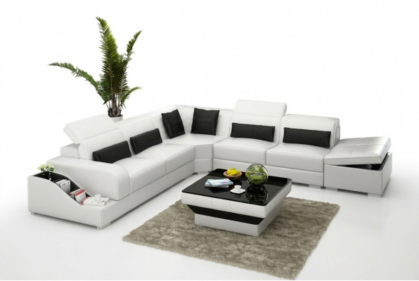 Ledersofa Bank Woonlandschap Hoekbank Hoekset Ontwerp Modern Bankstel met USB