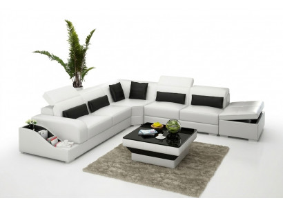 Ledersofa Bank Woonlandschap Hoekbank Hoekset Ontwerp Modern Bankstel met USB