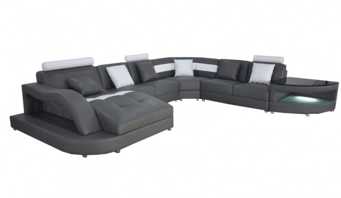 Leren bankstellen woonlandschap hoekbank ontwerp Moderne bank met USB L6015 tafel