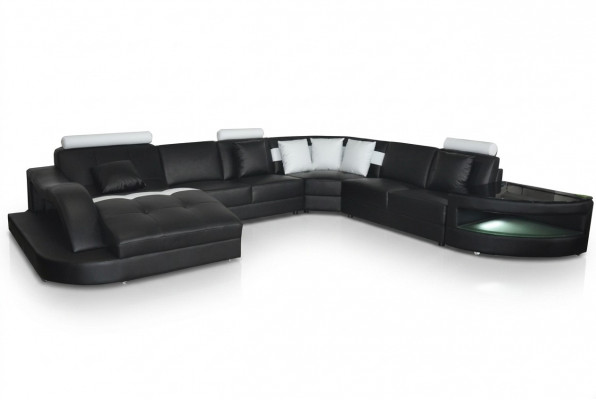 Leren bankstellen woonlandschap hoekbank ontwerp Moderne bank met USB L6015 tafel