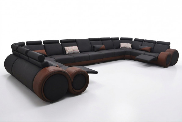 XXL Bank Grote Leren Hoekbank Hoekbank Loungebank Bekleding Woon U-vorm +USB