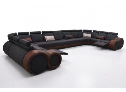 XXL Bank Grote Leren Hoekbank Hoekbank Loungebank Bekleding Woon U-vorm +USB