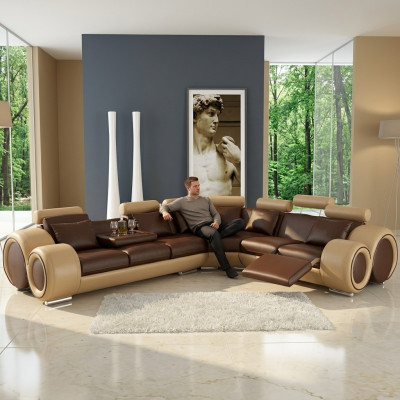 LEDER BANK HOEK BANK ONTWERP BANK LEDEREN BANK HOEK SOFA WOONLANDSCHAP ZWART WIT