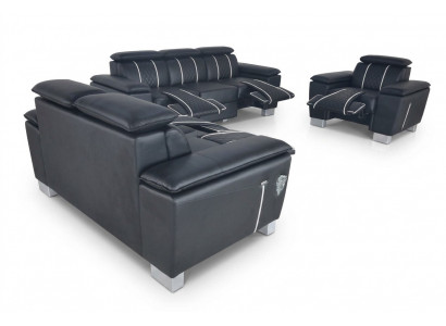 Sofaset leren bankstel bank ontwerp bank stoffering compleet set 3+2+1 met USB