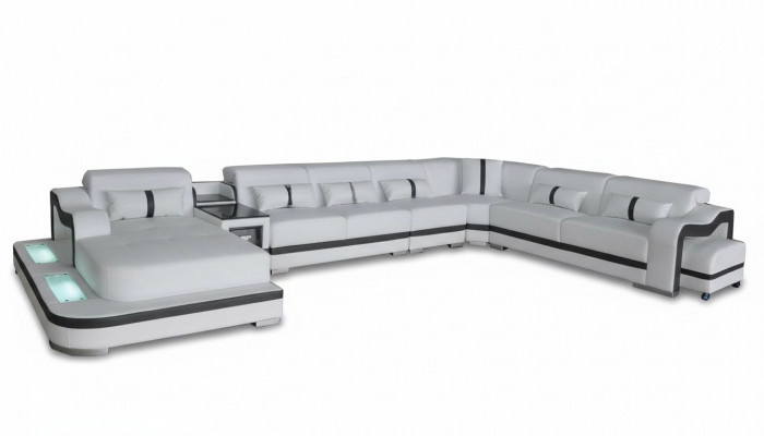 Leren bankstel gestoffeerde zitwoongroep ontwerp modern hoekbankstel bankstel met USB