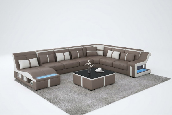 Luxe bank hoekbank design woonlandschap banken bank fauteuil + licht + USB