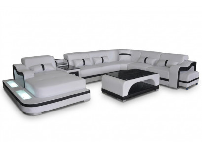 Hoekbank Hoekbank Hoekbank Bank Bank Bekleding Woonlandschap Tafel USB LED Nieuw