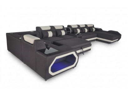 Luxueuze sofa hoekbank moderne woonlandschap sofa's hoekbank + licht + USB