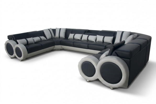 Ontwerp woonlandschap leren bank bank gestoffeerde hoekbank moderne zithoek USB