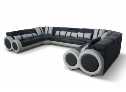 Ontwerp woonlandschap leren bank bank gestoffeerde hoekbank moderne zithoek USB