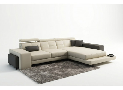 Hoekbank + USB-beklede bank Woonlandschap Zithoeklounge Lederen textiel Geroda