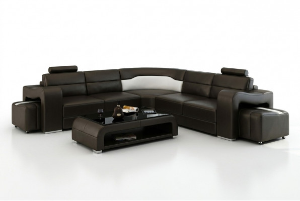 Leren bank met USB, hoekbank hoekopstelling Design Moderne Bankstel F3008B