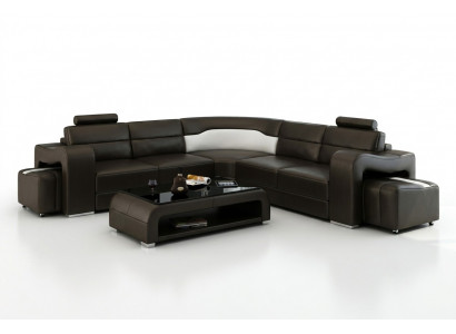 Leren bank met USB, hoekbank hoekopstelling Design Moderne Bankstel F3008B