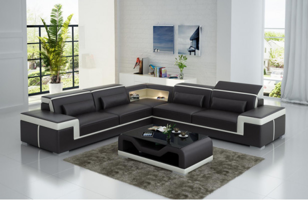 Leren bankstel met USB, hoekbank hoekbank set Modern design bank G8020B