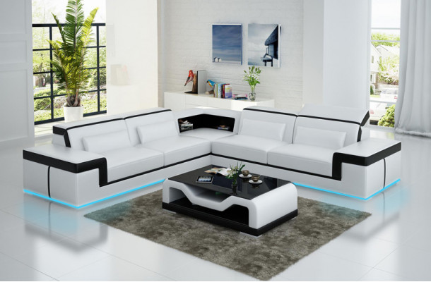 Leren bankstel met USB, hoekbank hoekbank set Modern design bank G8020B