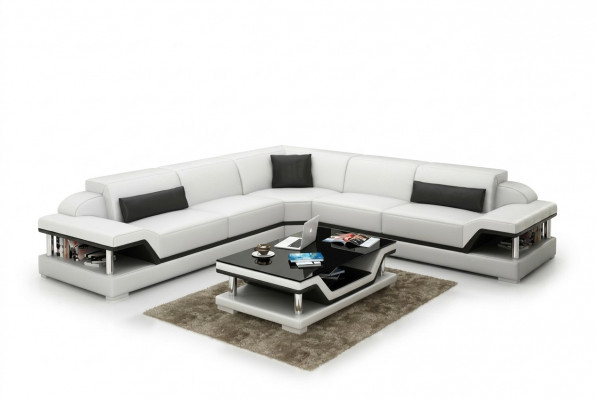 Leren bankstel met USB woonlandschap hoekbank hoekbankstel design modern bankstel G8004B