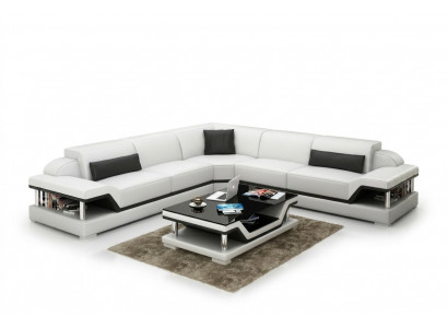 Leren bankstel met USB woonlandschap hoekbank hoekbankstel design modern bankstel G8004B