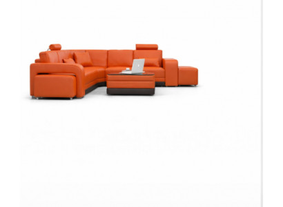 Leren bankstel met USB woonlandschap hoekbank hoekmeubel ontwerp modern bankstel F3017B