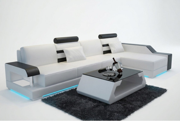 Lederen bank op maat Grote bank Woongebied Hoekbank Set Designbank met USB Nieuw