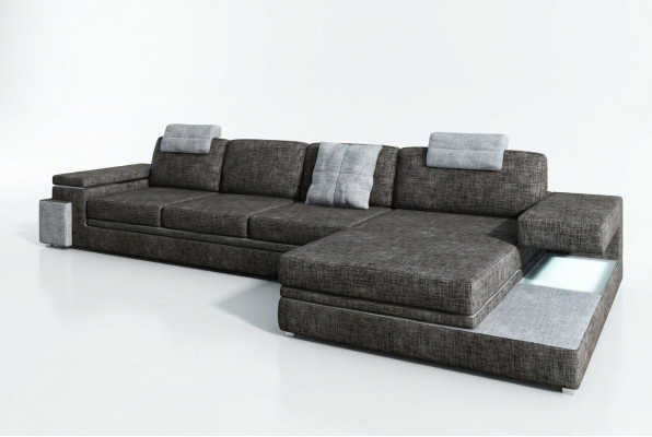 Design leren bank Bank met USB-bekleding woonlandschap hoekstel textiel Tachau