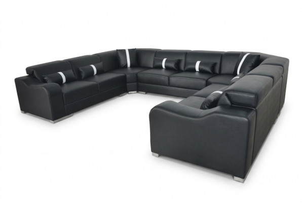 Leder bank bank USB-bekleding hoek suite Moderne woonlandschap U-vorm ontwerp