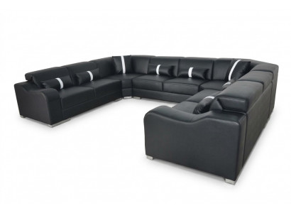 Leder bank bank USB-bekleding hoek suite Moderne woonlandschap U-vorm ontwerp