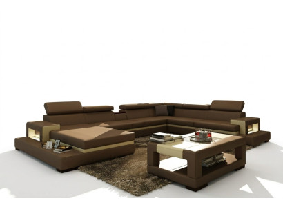 Ledersofa Bank hoekbank U-vorm bank woonlandschap designer zithoek LEONARDO-B