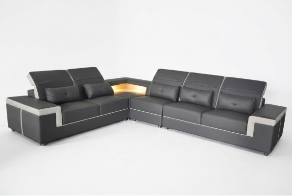 Sofa Hoekbank Bekleding Woonkamer design Hoekbank L-vormige L-vormige bank USB + LED