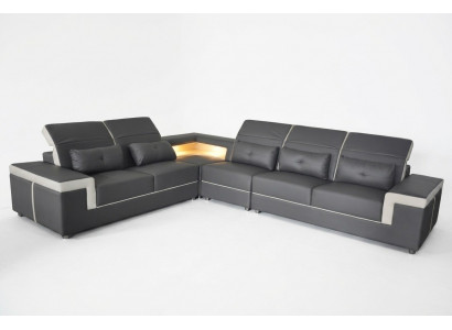Sofa Hoekbank Bekleding Woonkamer design Hoekbank L-vormige L-vormige bank USB + LED