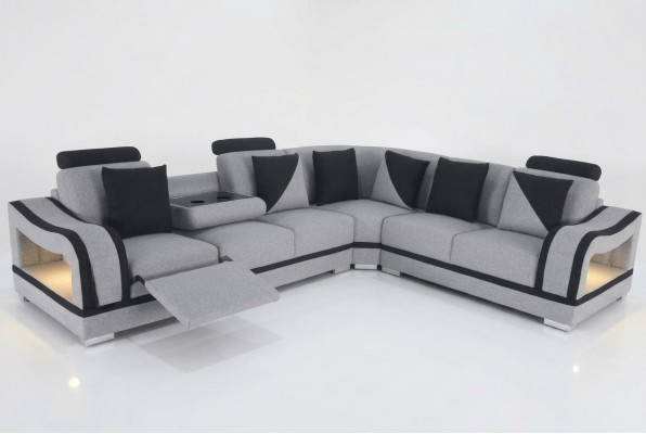 Moderne textiel hoekbank bankstel woonkamer hoekbank L-vormige bankstel USB.
