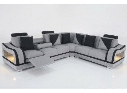 Moderne textiel hoekbank bankstel woonkamer hoekbank L-vormige bankstel USB.