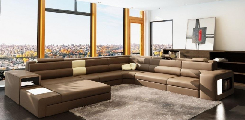 Hoekbank Bank Bank Bekledingsset Design Leer Textiel Lounge Landau R