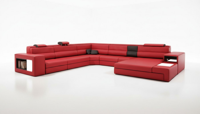 Hoekbank Bank Bank Bekledingsset Design Leer Textiel Lounge Landau R