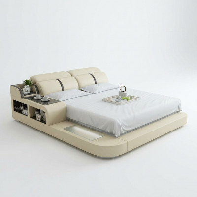 Waterbed hotel tweepersoonsbed bedden compleet leren bed water + USB gestoffeerd bed