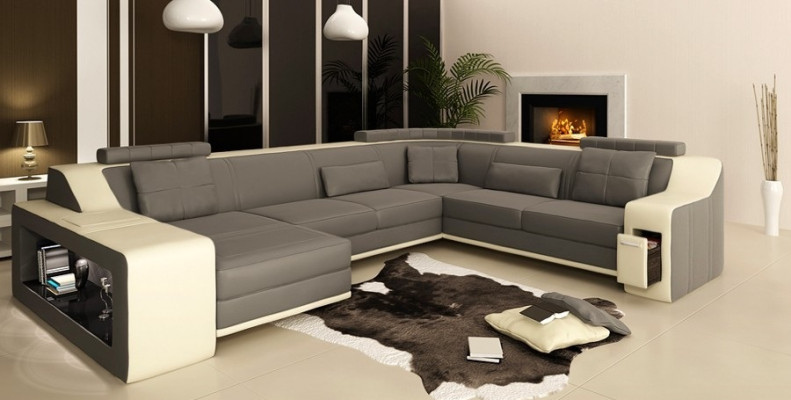 Moderne woonkamer stoffen hoekbank bank bank hoekset textielbanken +USB.
