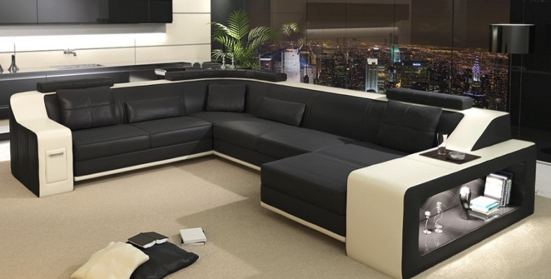 Moderne woonkamer stoffen hoekbank bank bank hoekset textielbanken +USB.