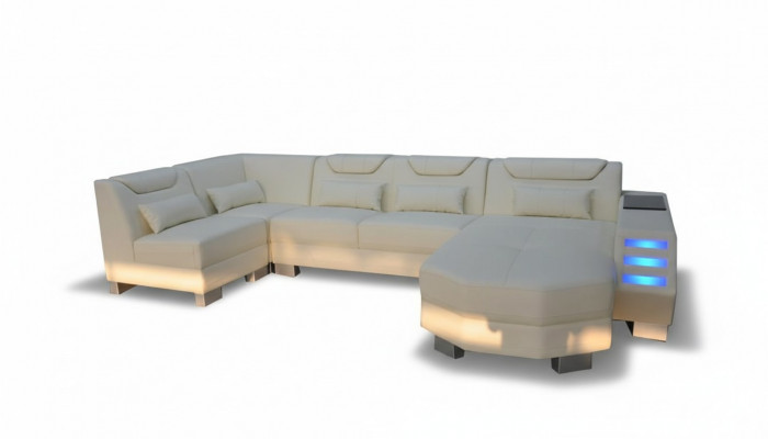 Ontwerper bankstel met USB-hoek, leren hoekbank, gestoffeerde leren zitkamer, gestoffeerde zitbank nieuw