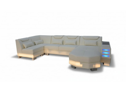 Ontwerper bankstel met USB-hoek, leren hoekbank, gestoffeerde leren zitkamer, gestoffeerde zitbank nieuw