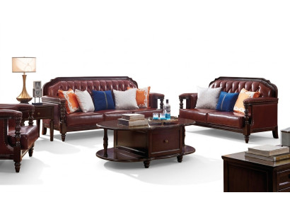Noordelijke staten bankstel Bank Amerika 3+2 zits leren Chesterfield bankstel