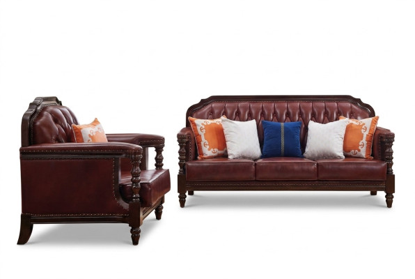 Klassieke Chesterfield Barok Rococo bankstel 3+1 leren bankstel